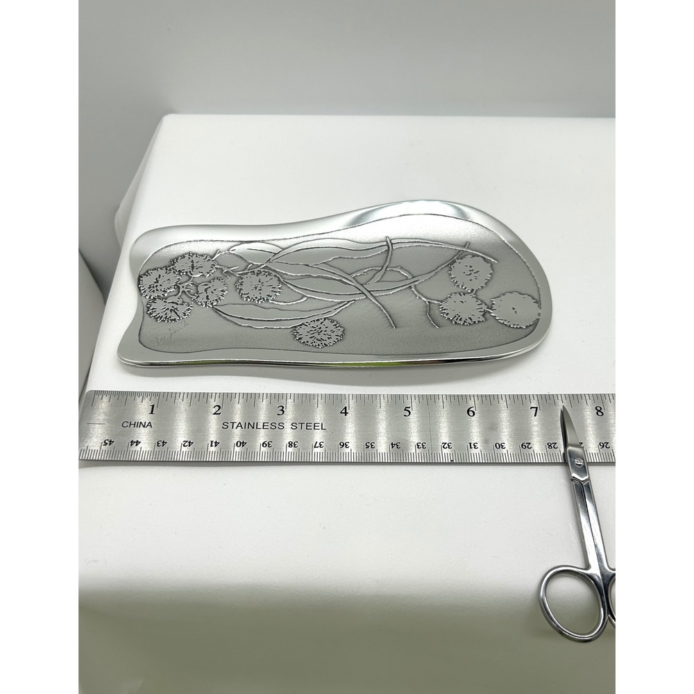 Don Sheil Australia Handcrafted Aluminum Eucalyptus Floral Tray Trinket Dish - Picture 3 of 15